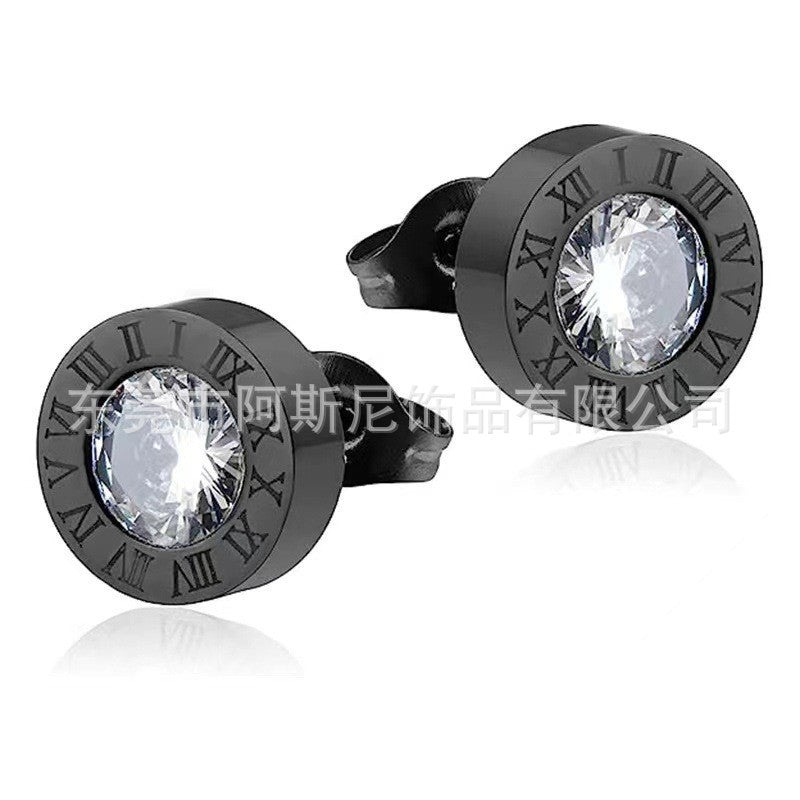 Stone Round Roman Trendy Simple Graceful Stud Earrings