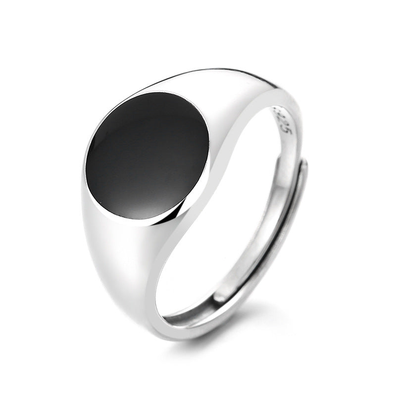 Sterling Sier Fashion Black Epoxy Square Rings