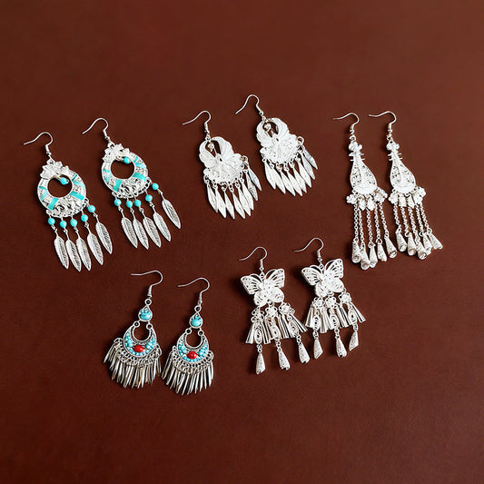 Women's Minority Style Tassel Long Miao Sier Eardrops Earrings