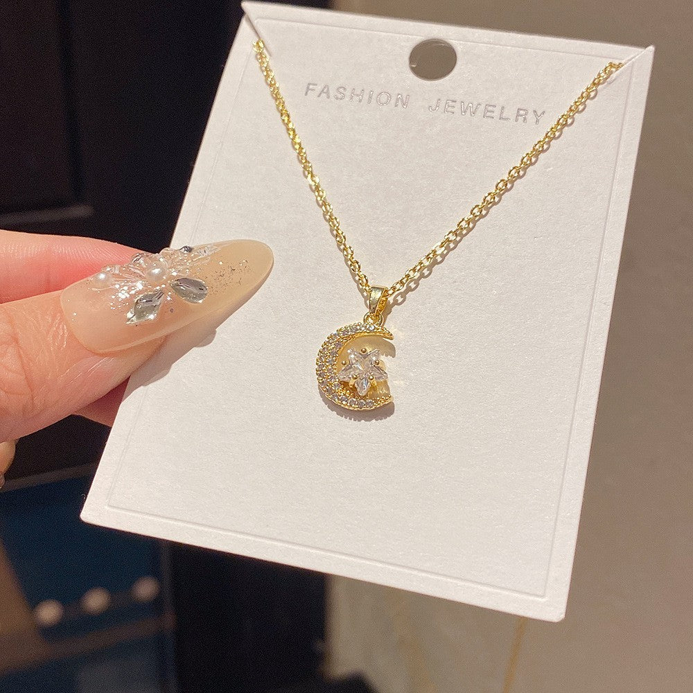 Women's Minority Simple Fashionable Elegant Zircon Clavicle Chain Titanium Steel Accessory Necklace
