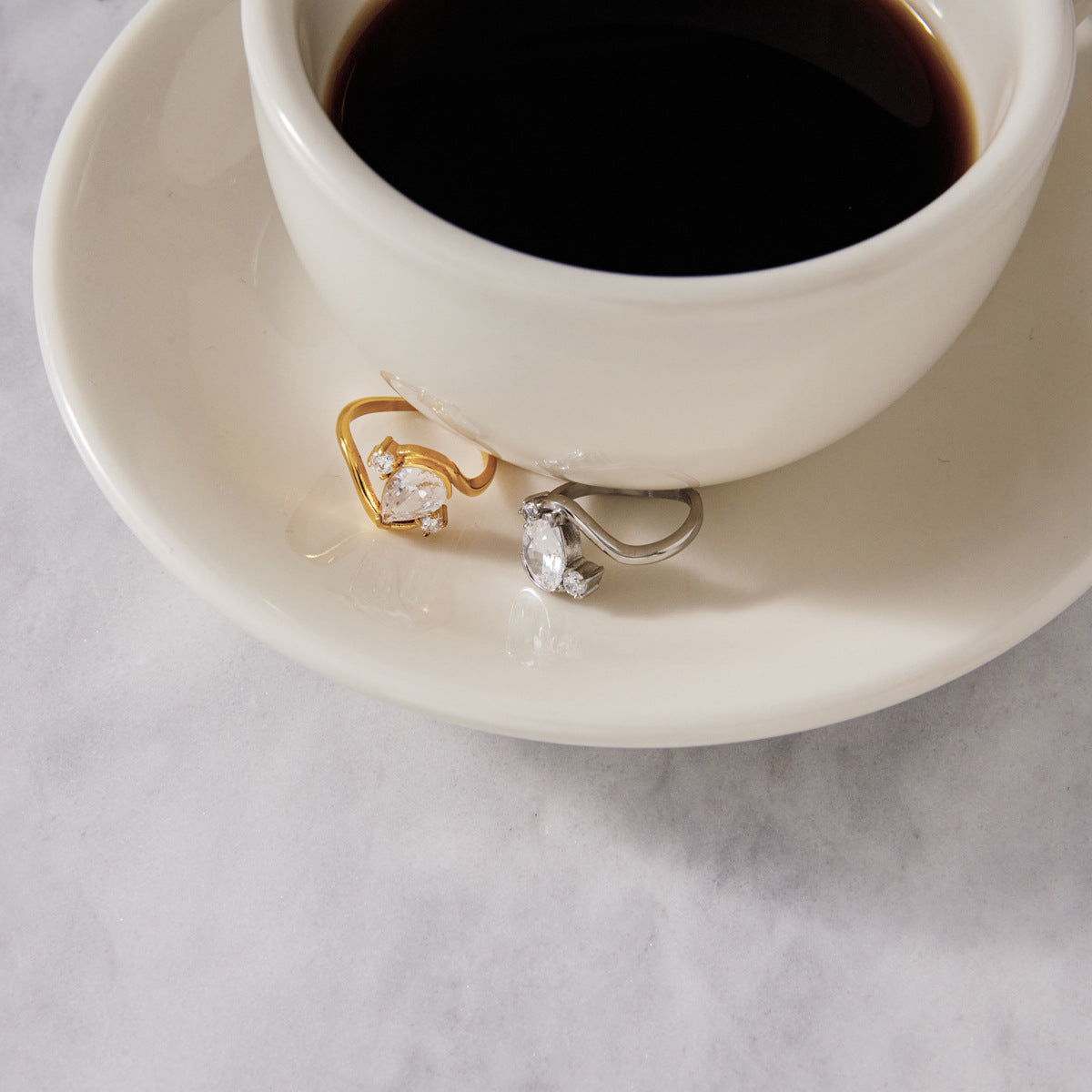 Zircon Niche High Sense Titanium Steel No Fading Female Light Rings