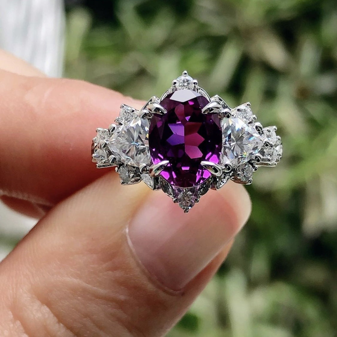 Women's Alloy Inlaid Purple Zircon Engagement Rings