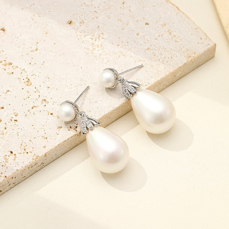 Fashion Water Drops Pearl Sweet Lady Style Earrings
