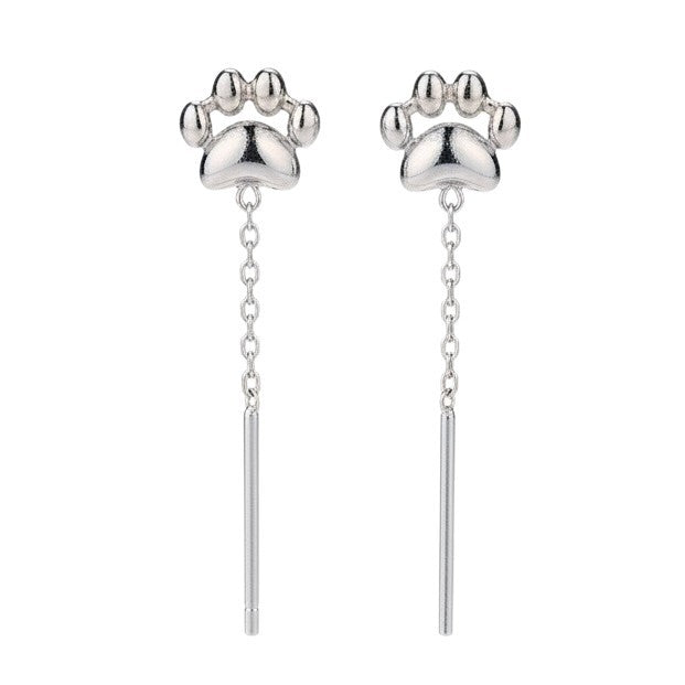 Fun Cat's Paw Soft Adorable Girly Style Small Chain Earrings