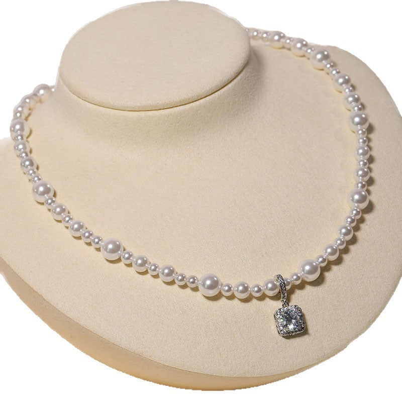 Women's Square Diamond Natural Shell Pearls Pearl Necklaces
