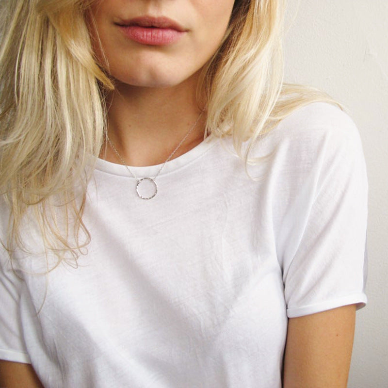 Stainless Steel Round Geometric Hollow Single Necklace