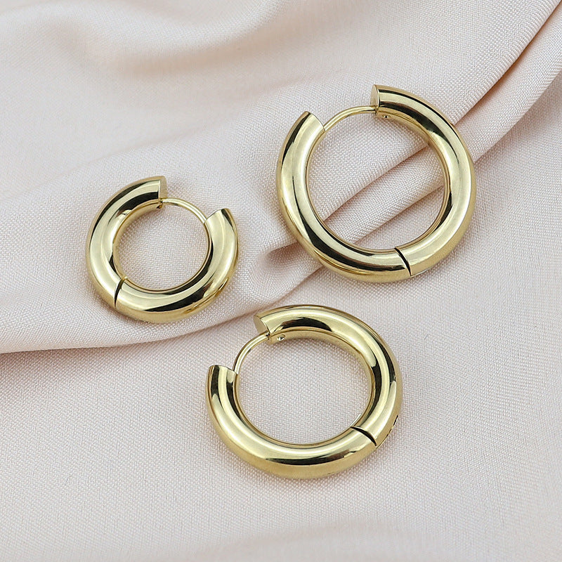Thick Wire Diameter Glossy Titanium Steel Ear Buckle