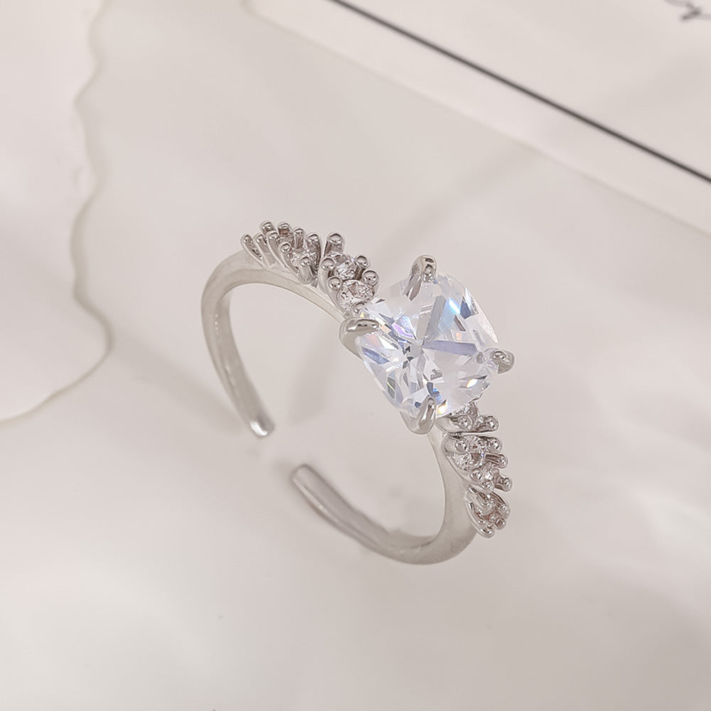 Women's Open-end Zircon Fashionable Classy Simple Cold Feeling Goddess Rings