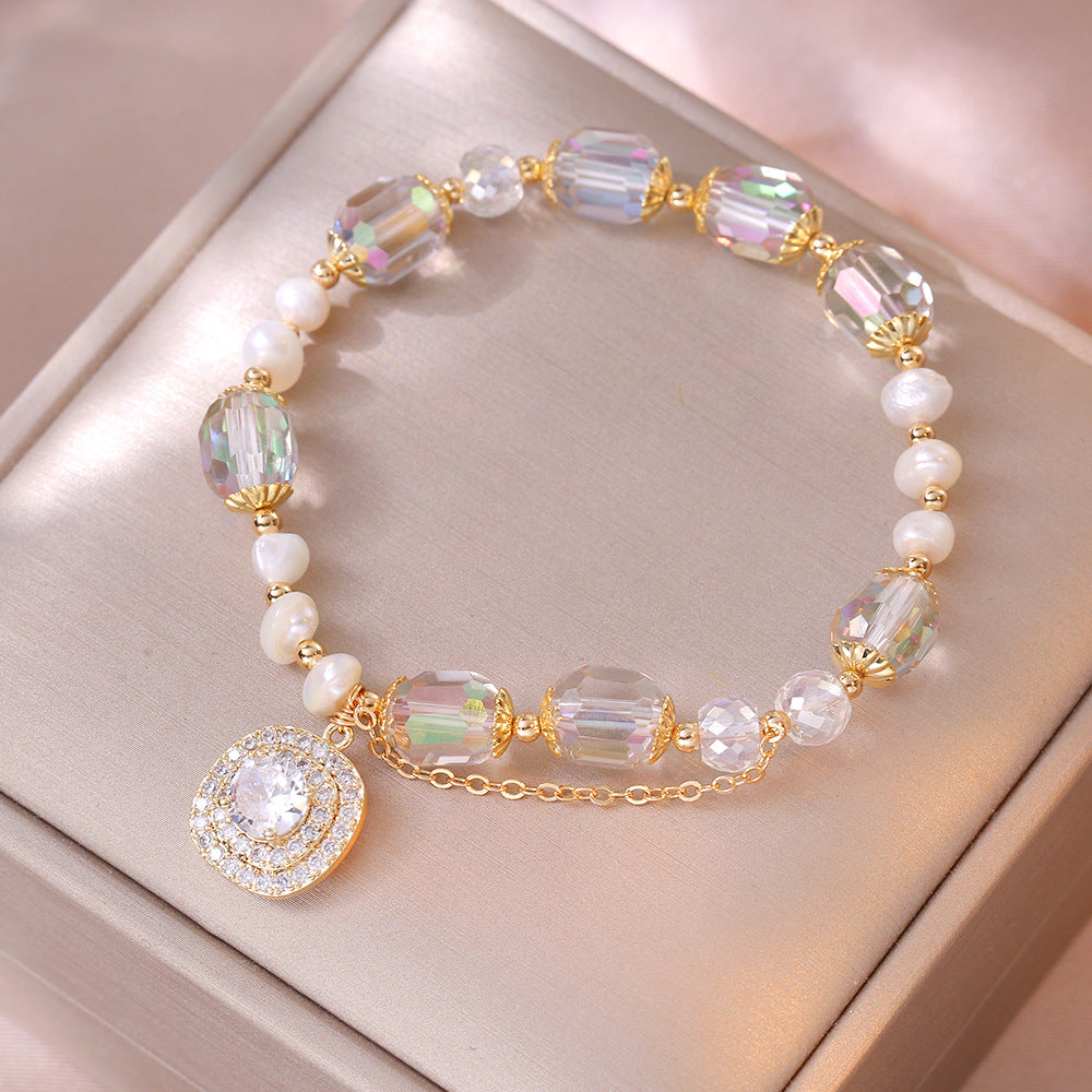 Women's Freshwater Pearl French Retro Sier Needle Necklaces