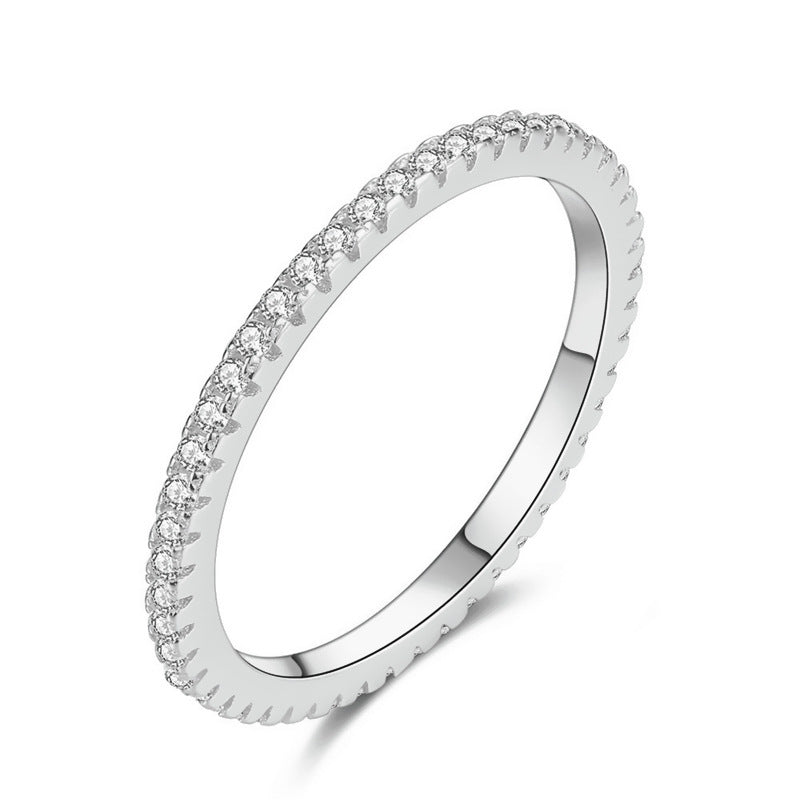 Simple Stylish Personality Inlaid Zircon Single-row Rings