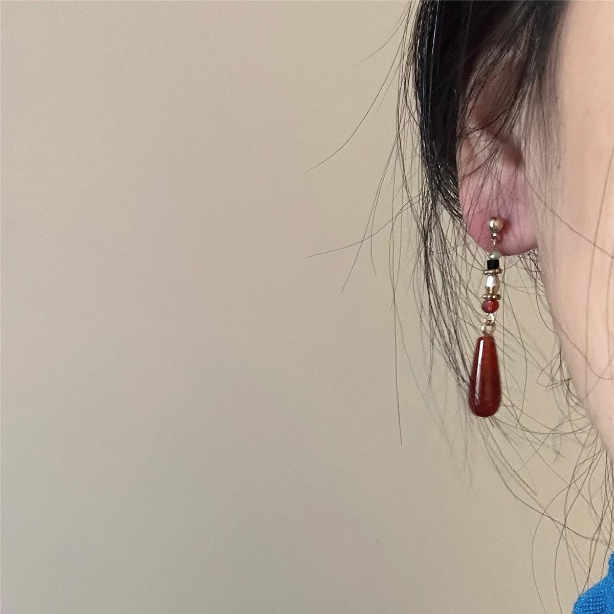Women's Niche Water Drop Ear Chinese Style Classical Earrings