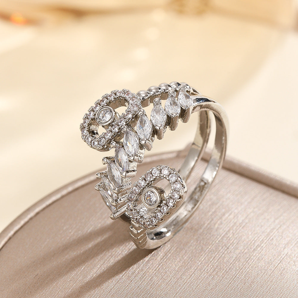 Beating Inlaid Zircon Diamond Affordable Luxury Fashion Heart-shaped Female Ring