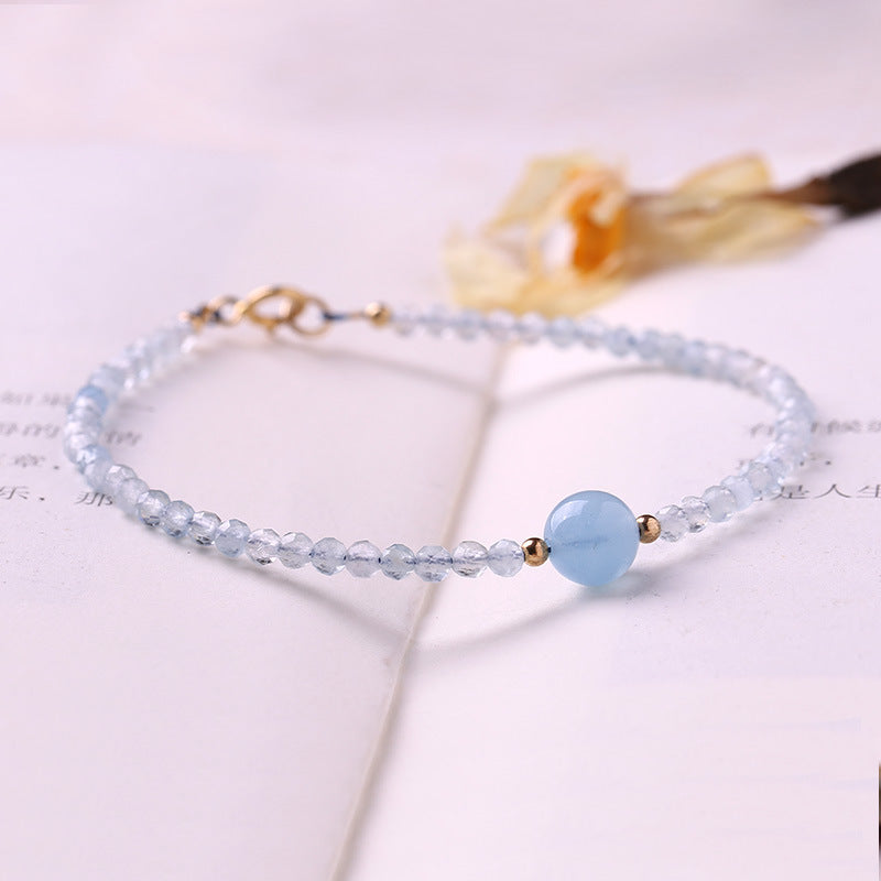 Light Blue Natural Aquamarine Niche Design Girlfriends Gift Bracelets