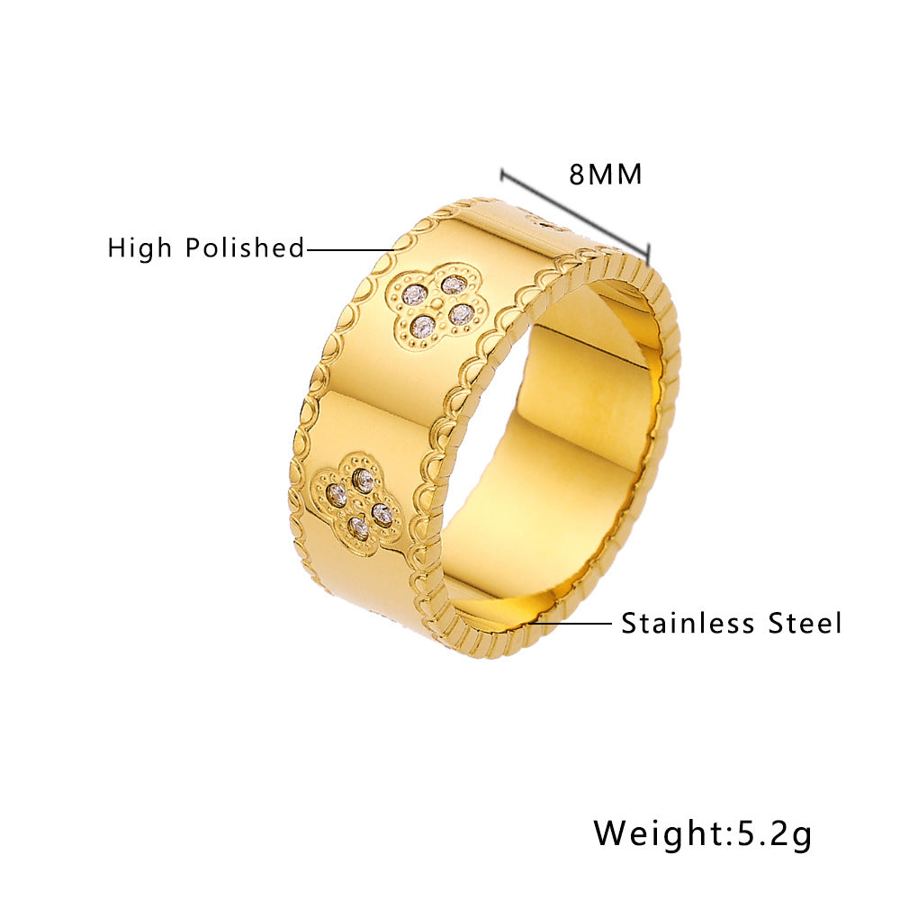 Simple Gold-plated Diamond Gold Retro Love Rings