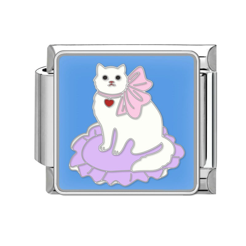 Cute Pet Dog Italian Module Stainless Steel Bracelet