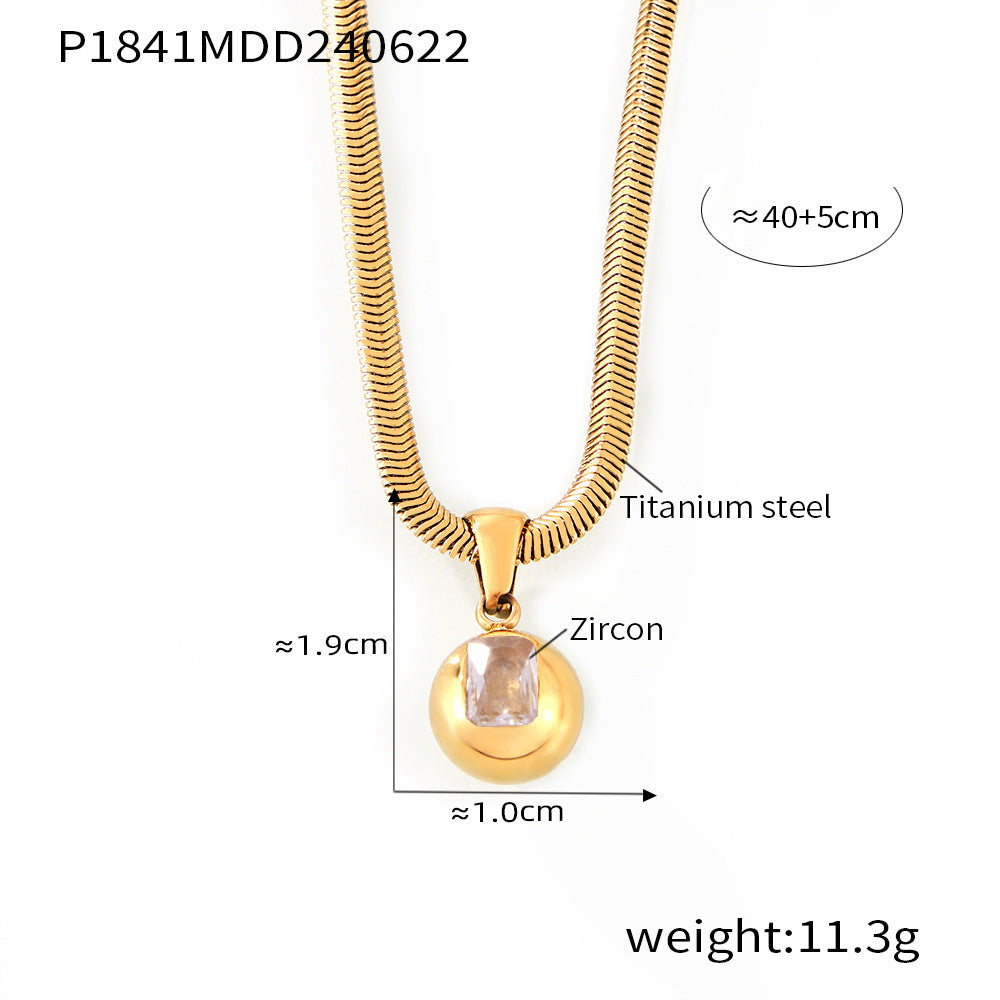 Zircon Titanium Steel Gold Plated Geometric Necklace
