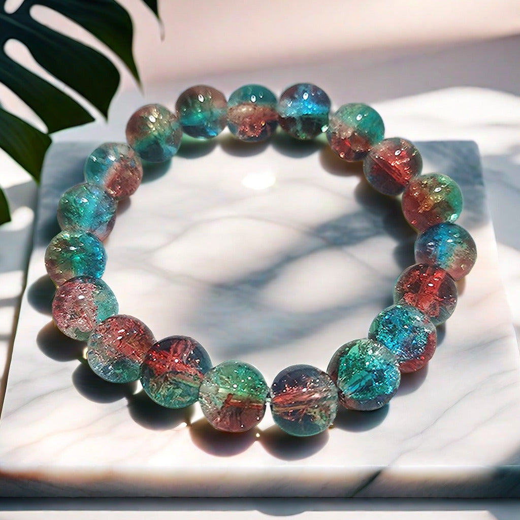 Purple Brushed Floral Beads Female Hand Toy Bracelet