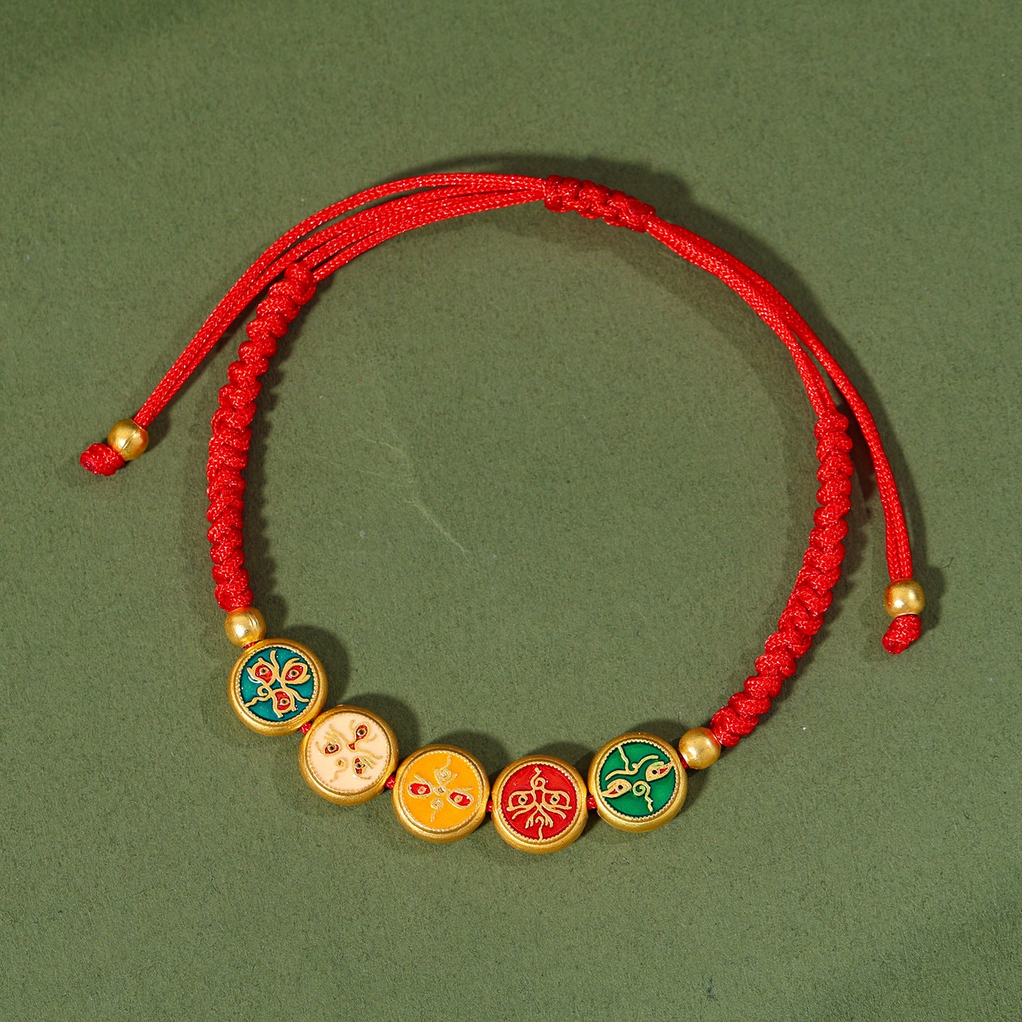 Rope Five Gods Of Wealth Hand-woven Peach Blossom Knot Ethnic Bracelets