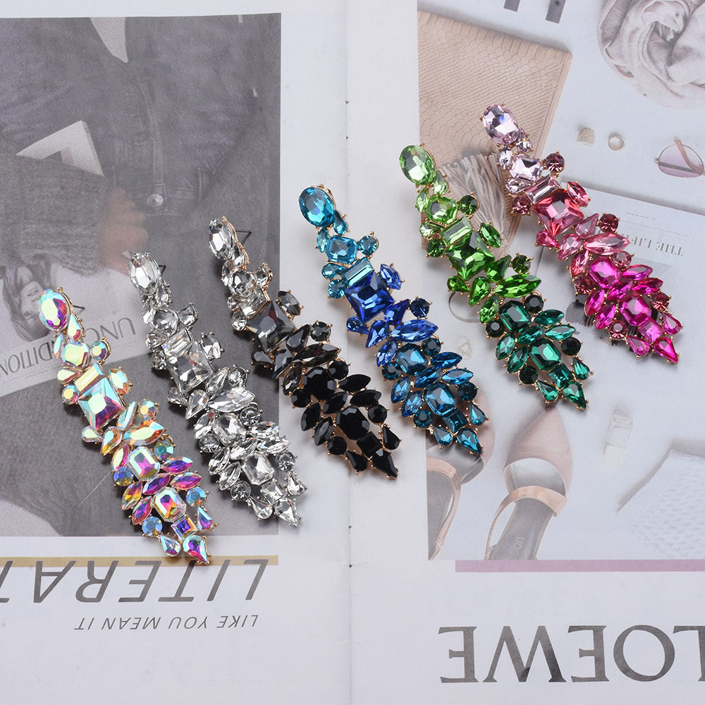 Women's Exaggerated Tassel Fashion Creative Rhinestone Long Earrings