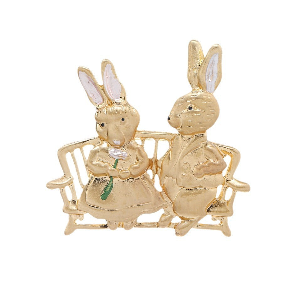Rabbit Brooch Retro Animal Pin Cute Female Bag Brooches