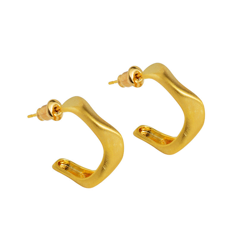 Geometric Shaped Irregular Twisted Brushed Personality Stud Earrings
