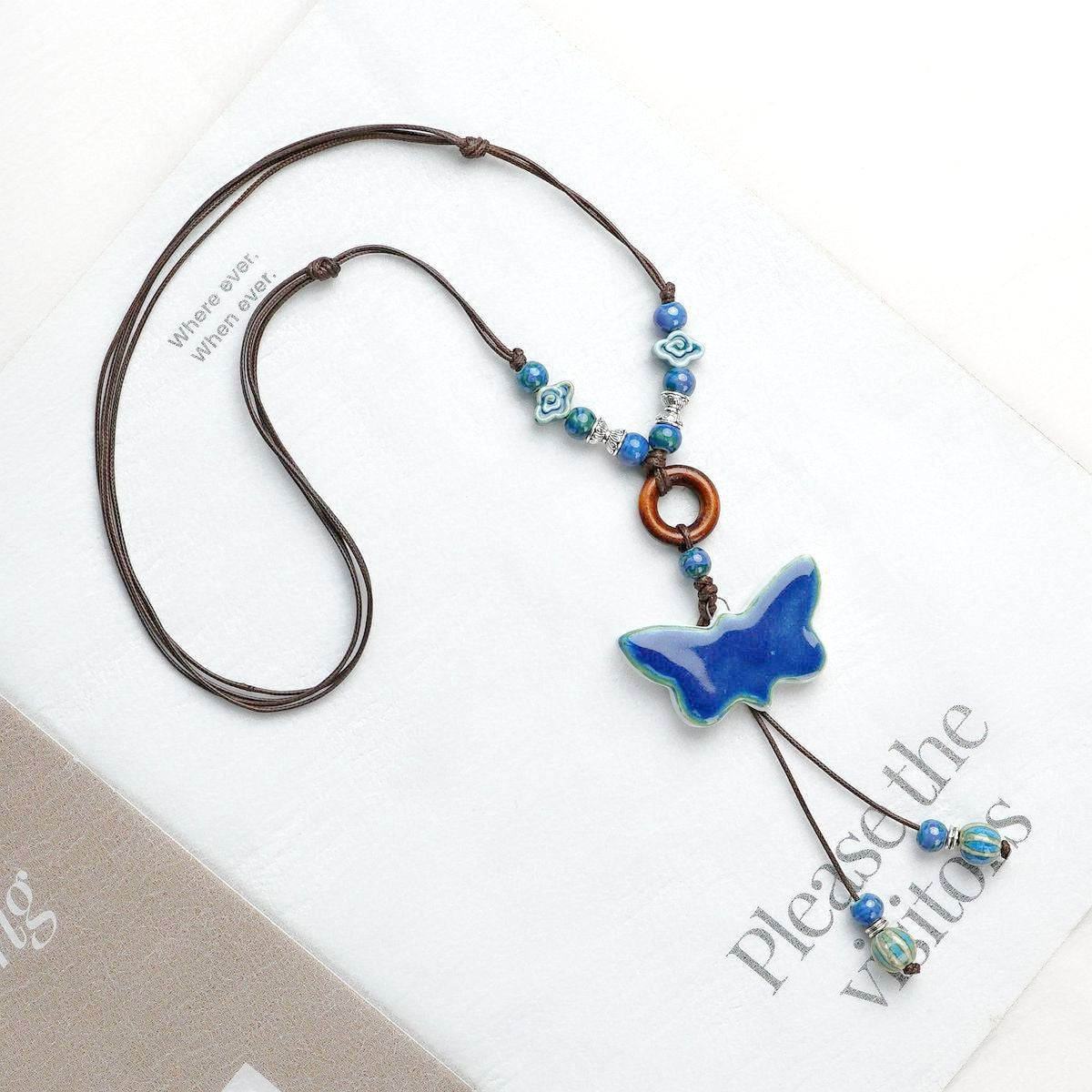Style Personalized Trendy Ceramic Geometric Colorful Fish Long High-grade Necklace