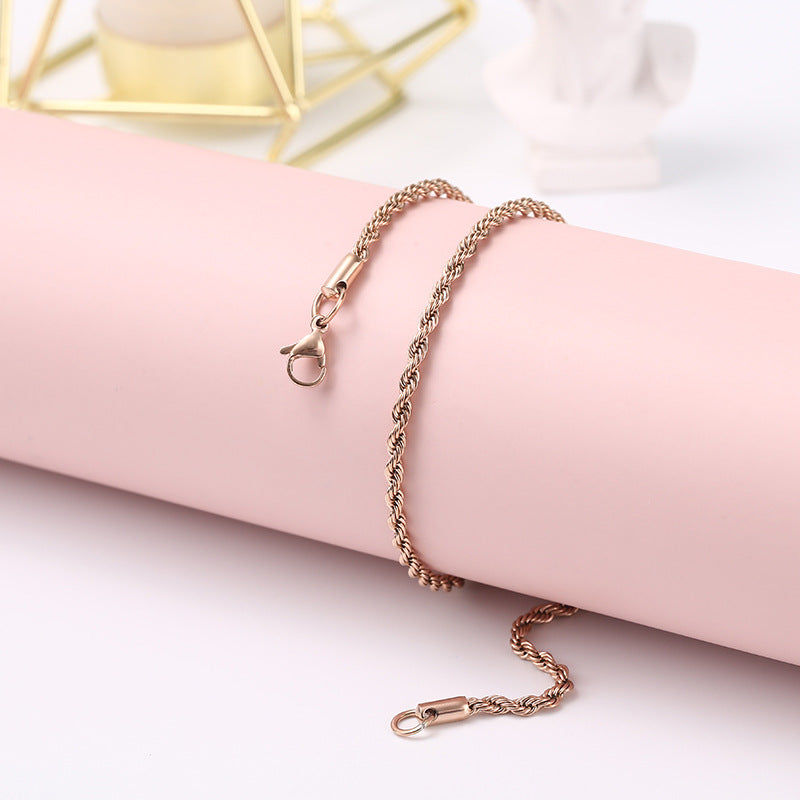 Stainless Steel Hemp Flowers Chain Vacuum Electroplating Furnace Titanium Necklace