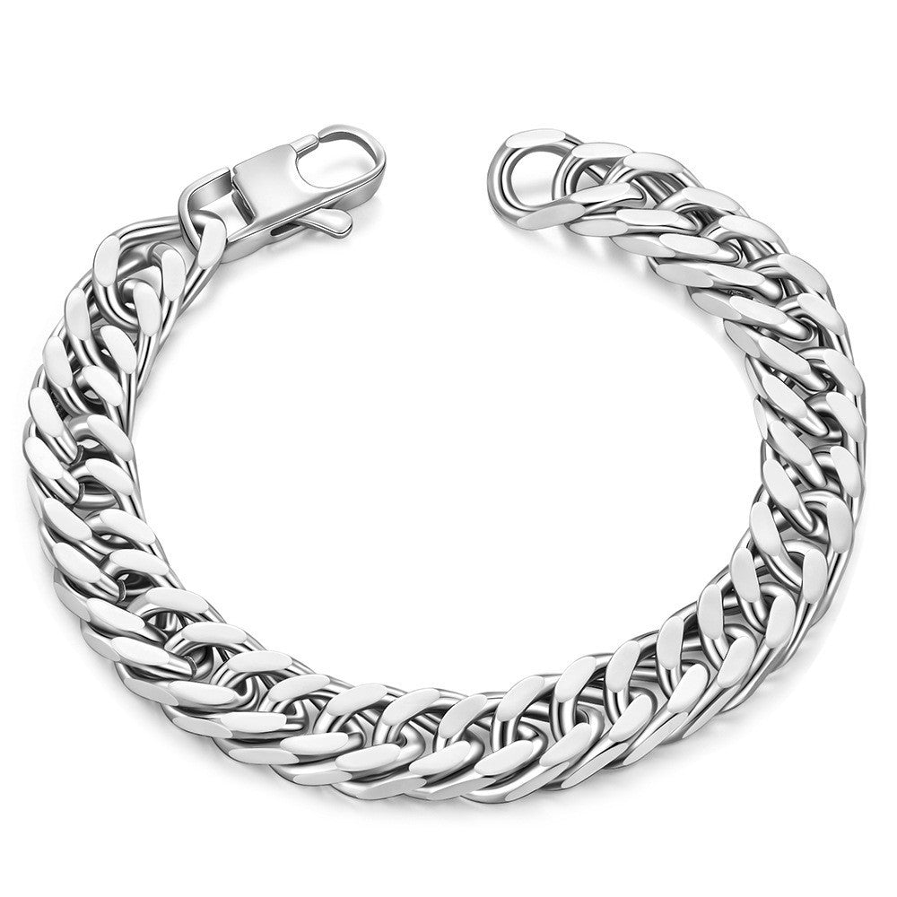 Women's & Men's Chain Double Woven Grinding Retro Titanium Steel Trendy Hip Bracelets