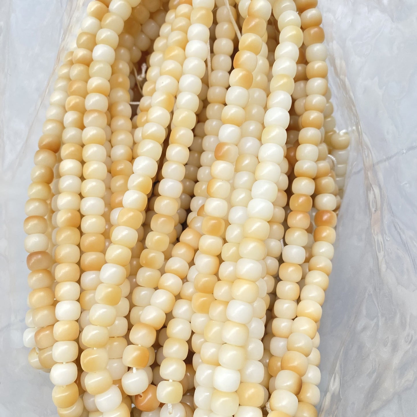 Women's & Men's White Jade Bodhi Corypha Old Barrel Beads Seed Buddha Crafts Bracelet