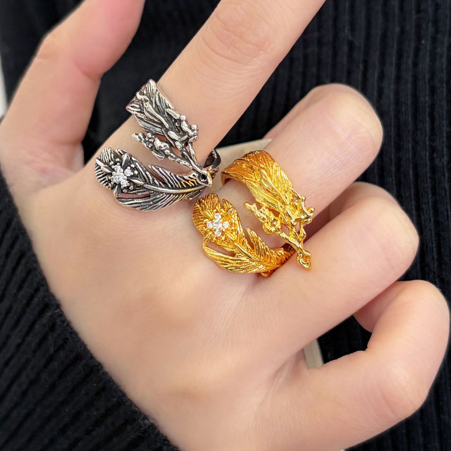 Cool Feather Female Exquisite Sweet Design Rings