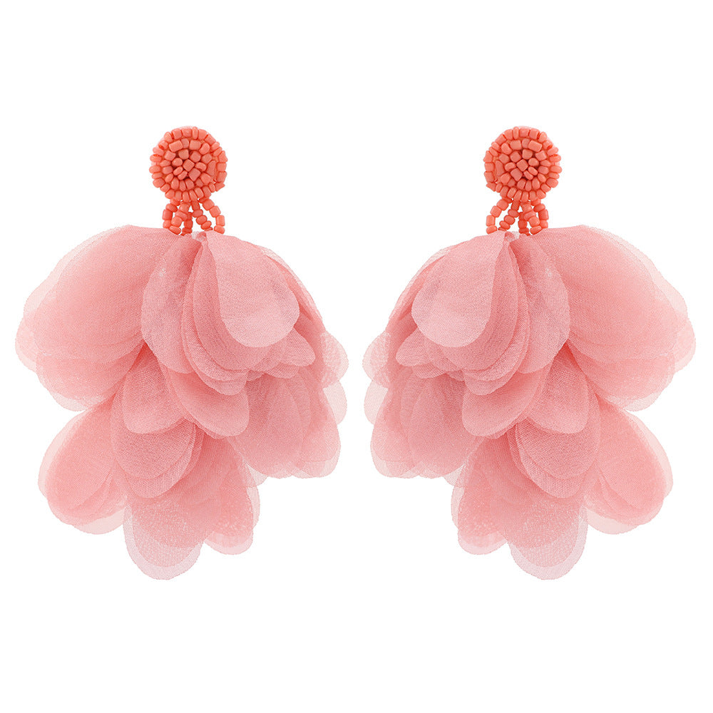 Women's Lace Flower Tassel For High Profile Fashion Super Fairy Earrings