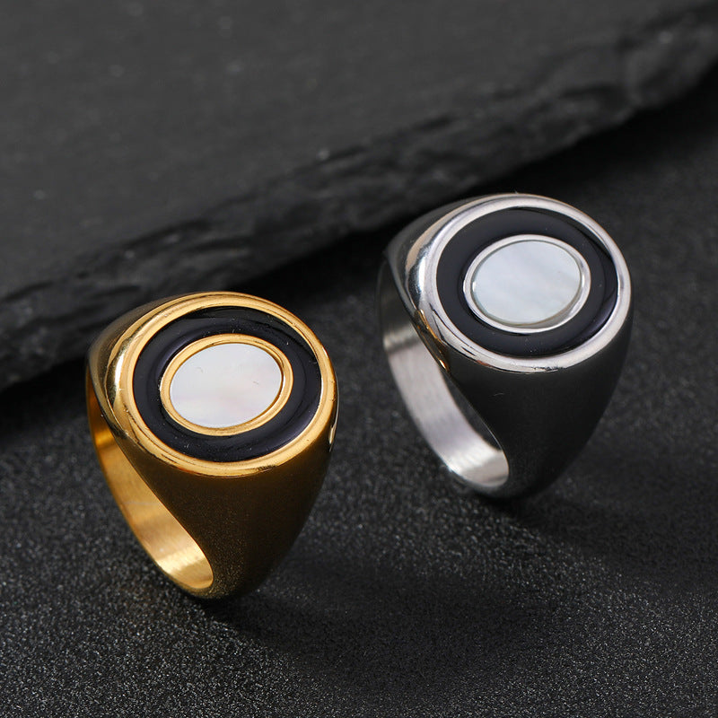 Gem Light Luxury High-grade Vintage Stainless Rings