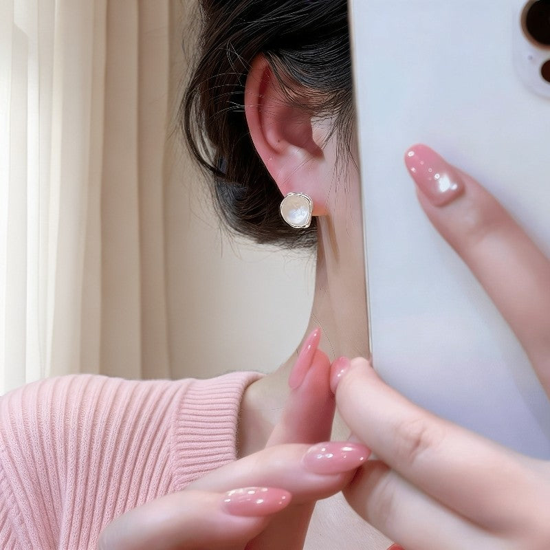 Irregular Opal Ear Clip Exquisite Petite Temperament Wild Female Advanced Earrings
