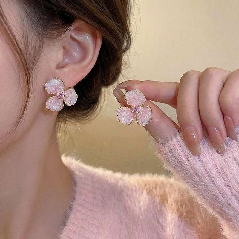 Women's Blue Flower For Spring Light Luxury High-grade Niche Stud Earrings