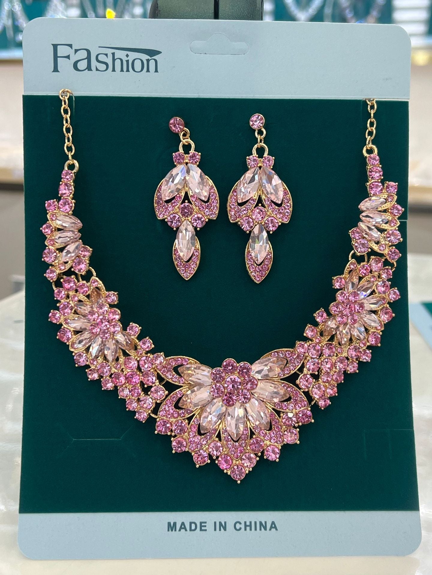 Dress Full Diamond Flower Crystal Elegant Jewelry Set