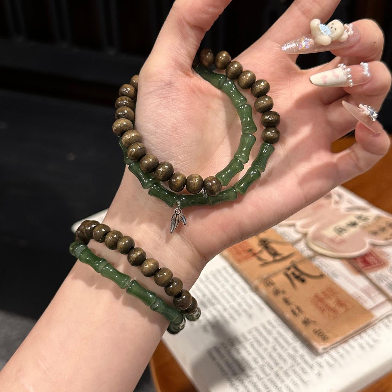 Chinese Style Bamboo Joint Stitching Female Summer Cold Retro Girlfriends Bracelets