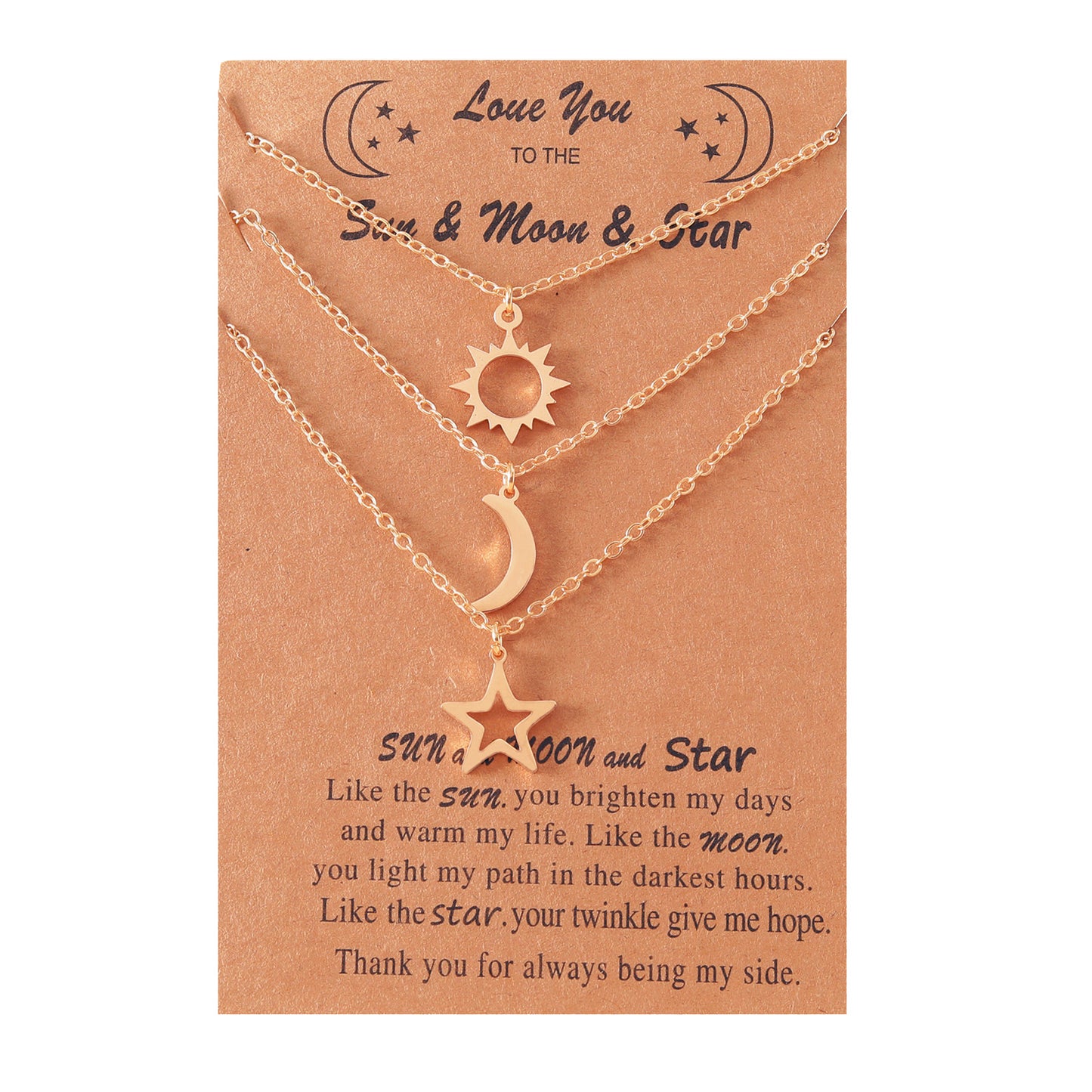 Stainless Steel Sun Moon Star Clavicle Necklaces