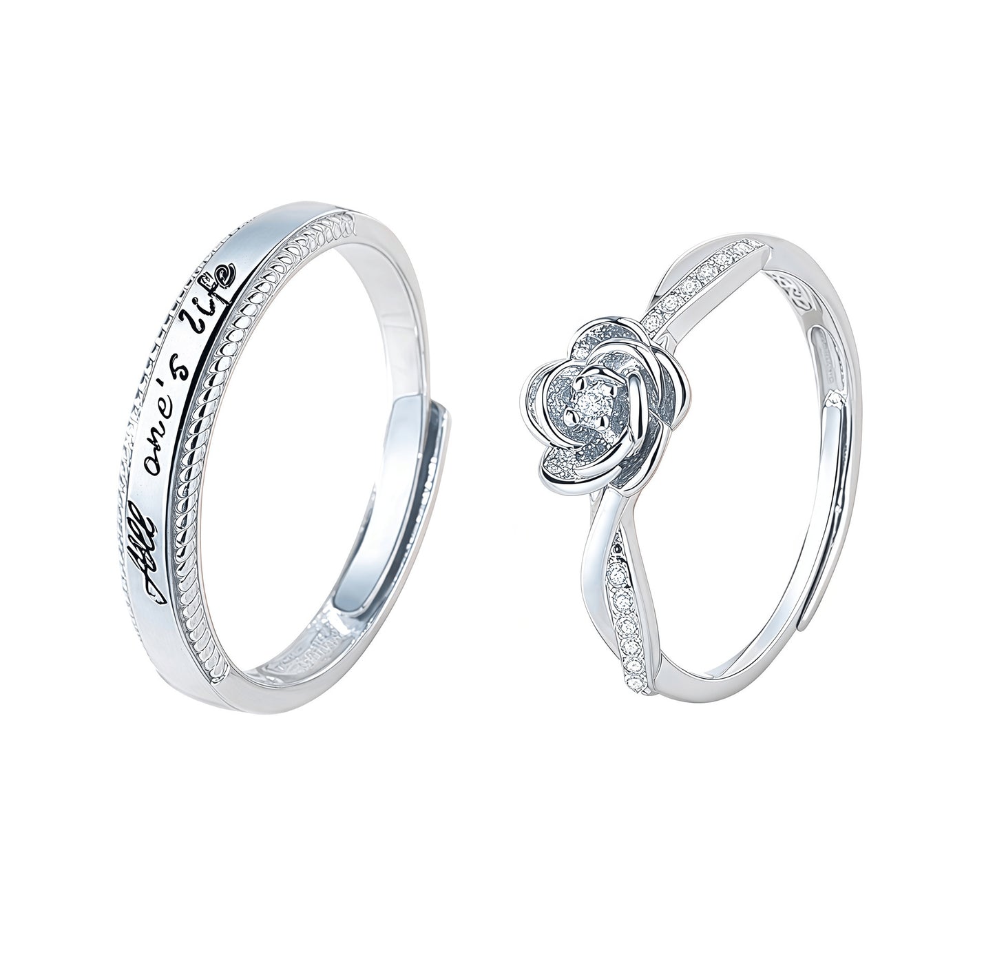 Rose Prince Couple Mobius Diamond Adjustable Rings