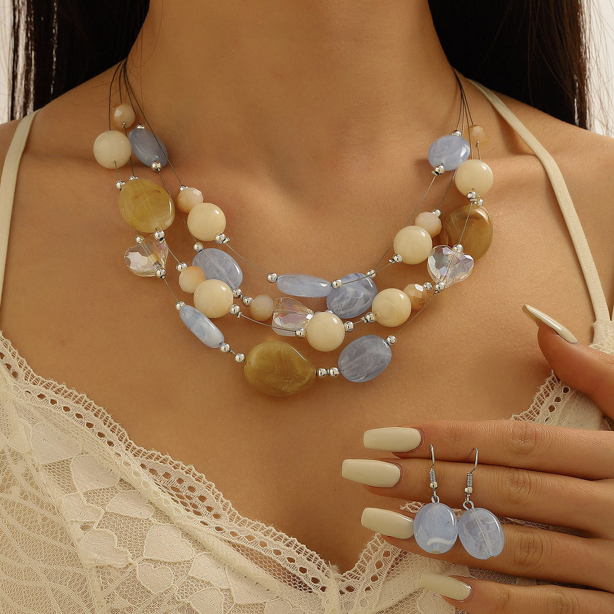 Colorful Beaded Turquoise Fashion Elegant High-grade Jewelry Set