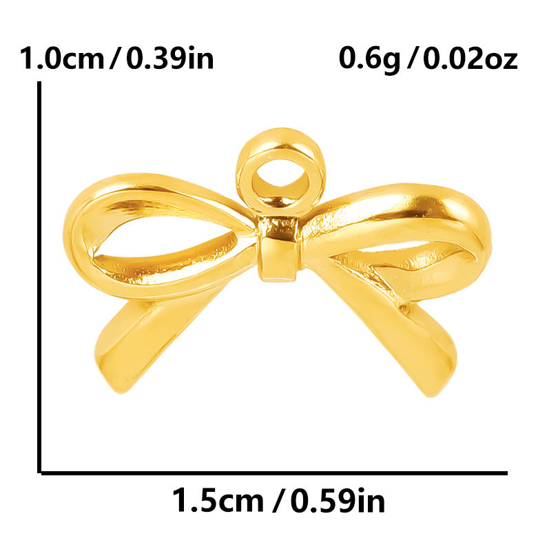 Stainless Steel Golden Bow Fashion Ornaments Pendants