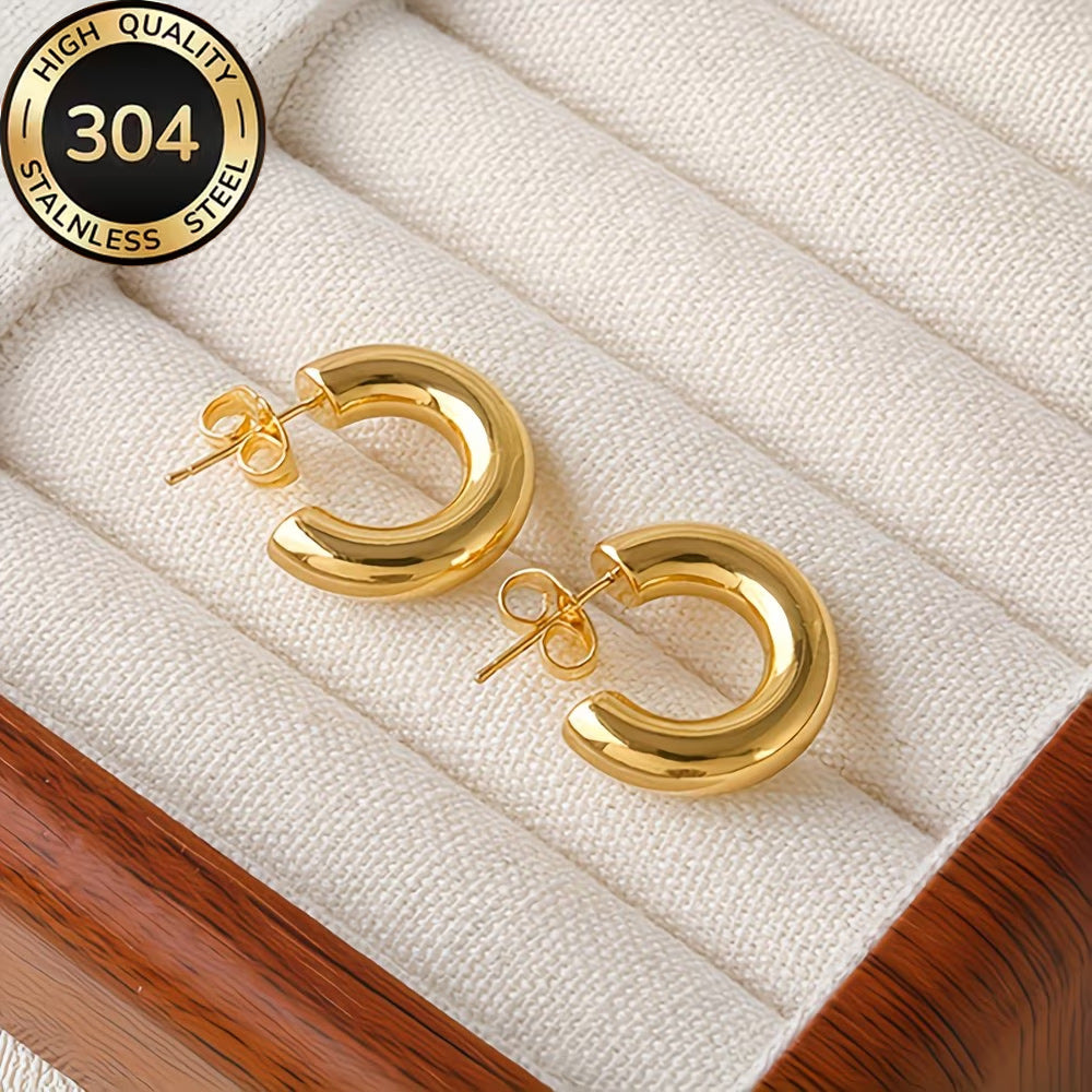 Stainless Steel Exaggerated Shaped Thick Circle Geometric Round Rings