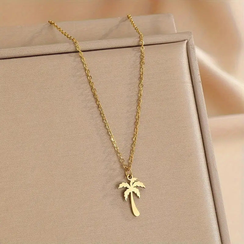 Women's Steel Simple Summer Tropical Plant Titanium Necklace