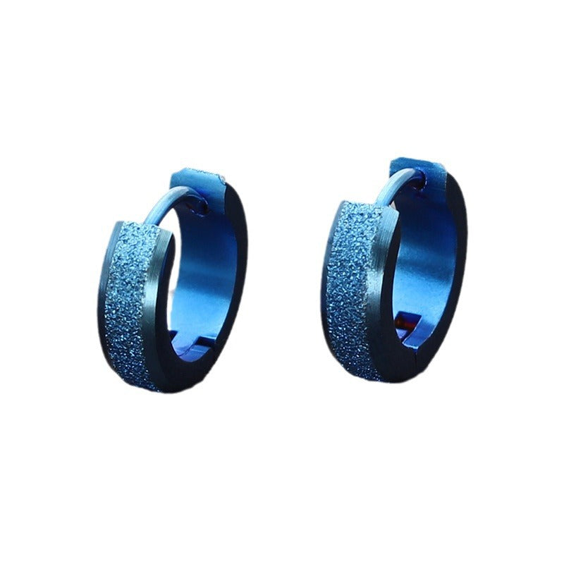 Men's Pressed Sand Bright Surface Frosted Gold Clip Circle Ear Buckle