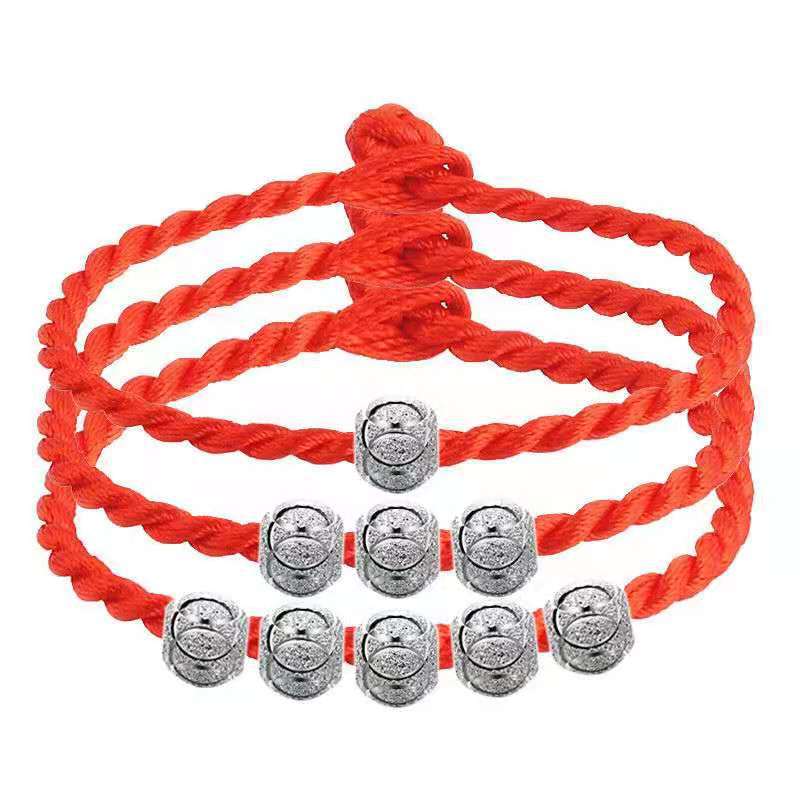 Red Black Rope Chain Lucky Beads Sliver Gift Bracelets