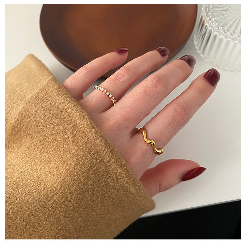 Wave Abstract Titanium Steel Index Finger Female Fashion Personality Geometry Rings