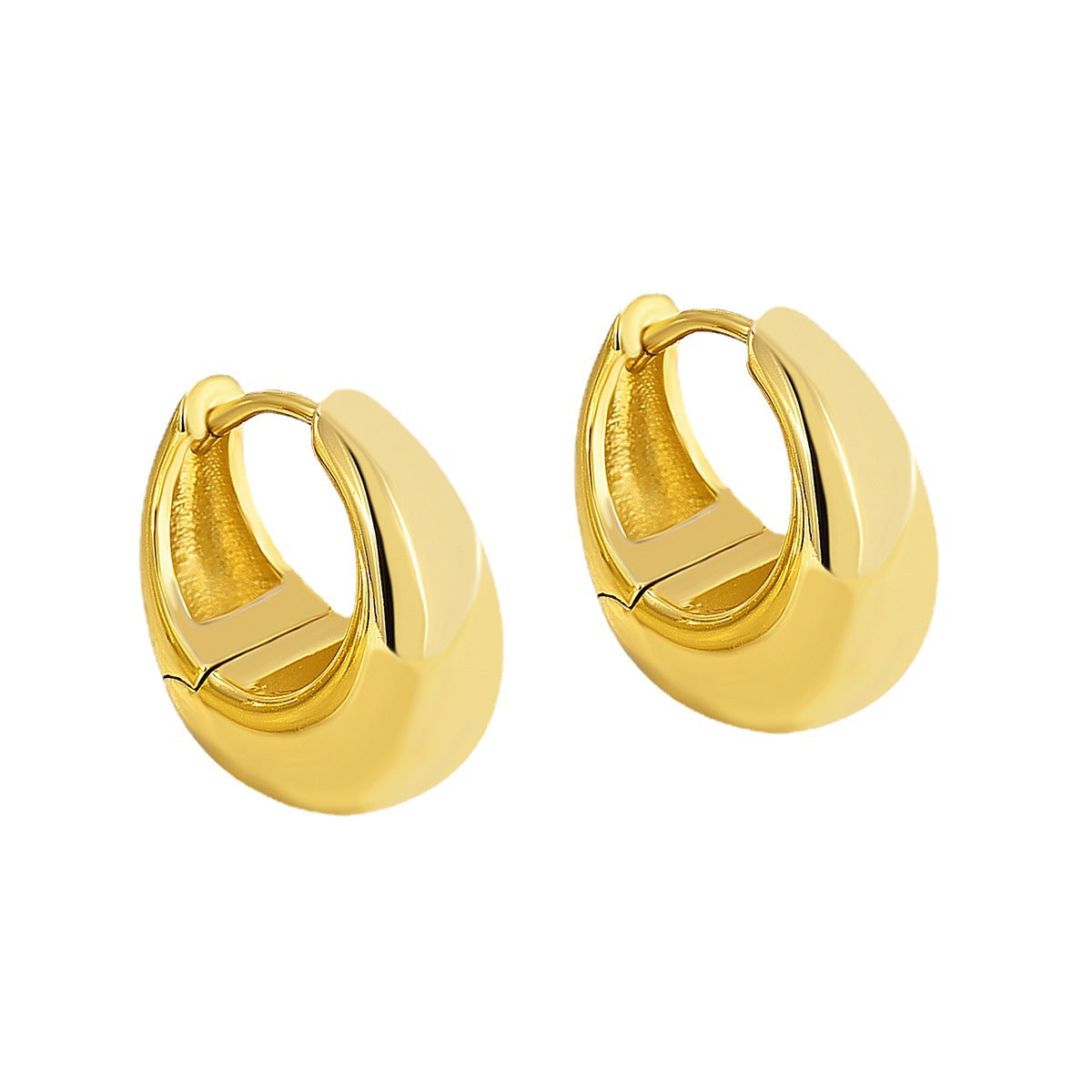 Women's Glossy Copper Plated Real Gold Everyday Joker Temperament Ear Clip Earrings