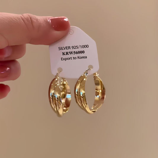 Metal Cross Double Female High Sense Light Earrings