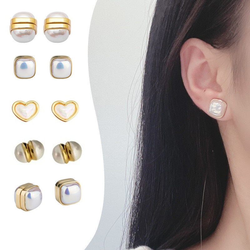 Love Pearl Magnetic Ear Without Piercing Magnet Stud Earrings