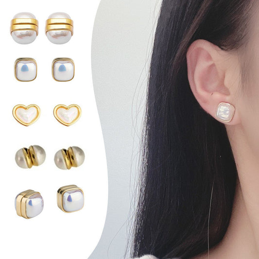 Love Pearl Magnetic Ear Without Piercing Magnet Stud Earrings