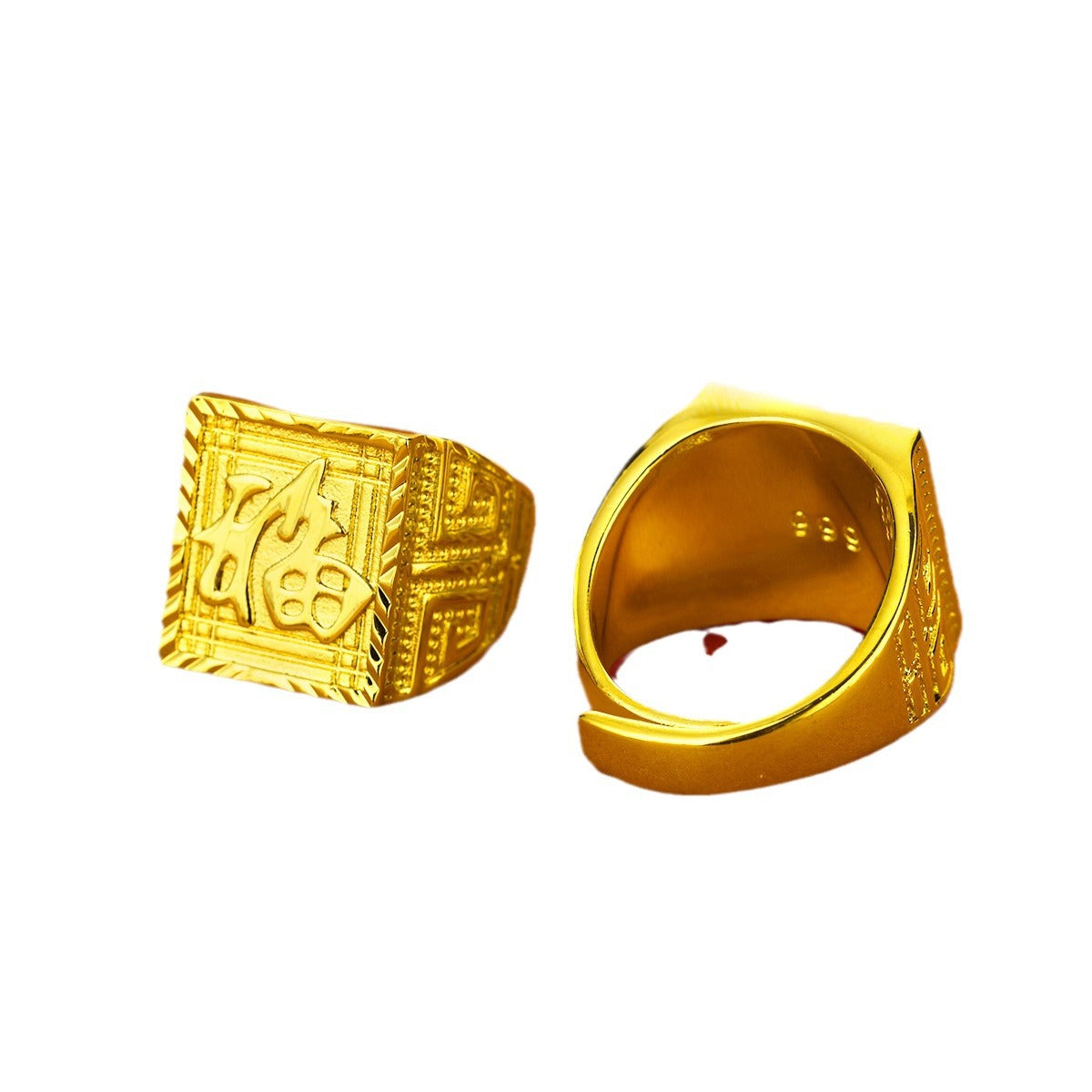 Men's Brass Gold-plated Gold Shop Alluvial Open Color Ring